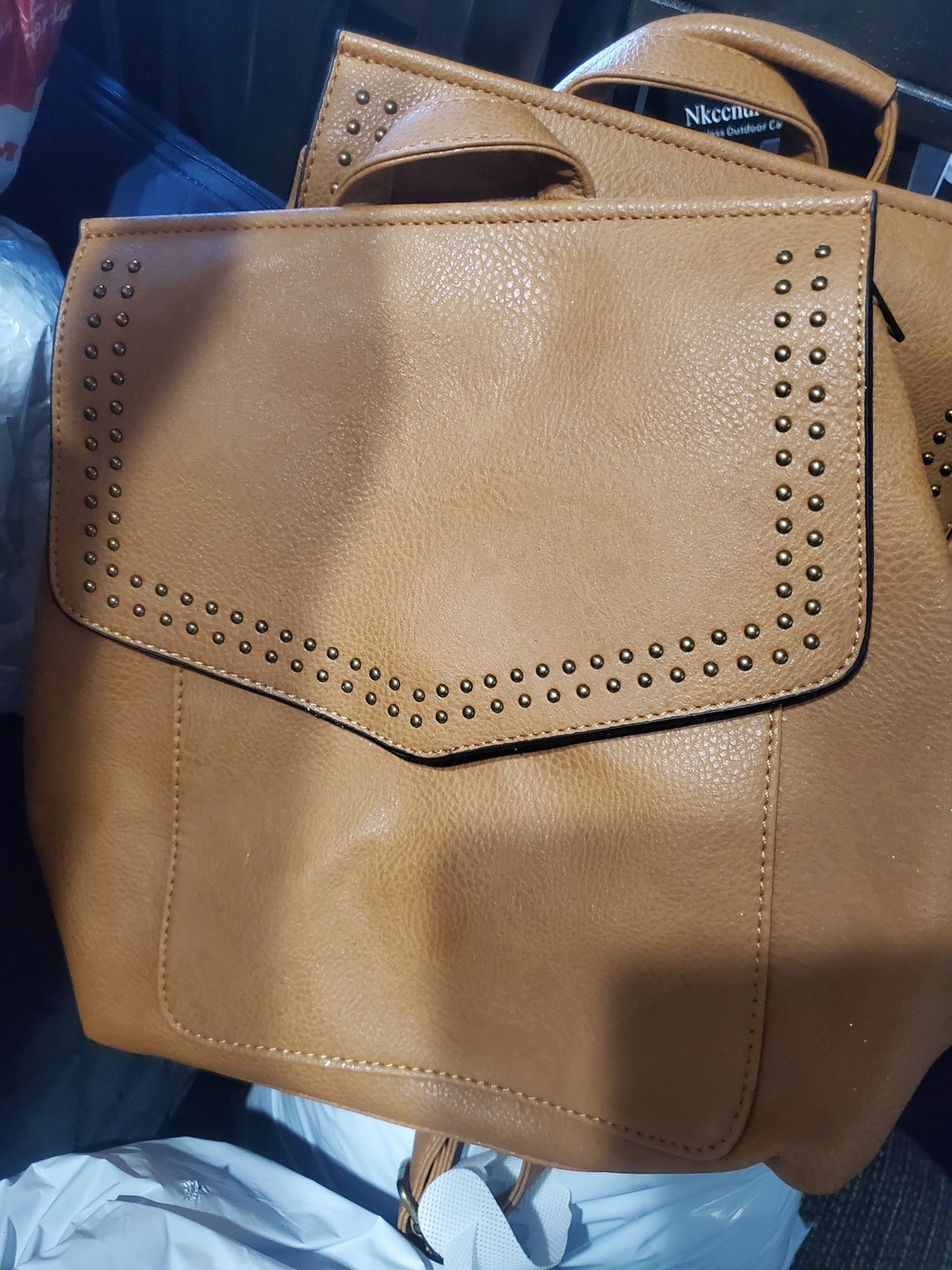 Tan Studded Women’s Backpack